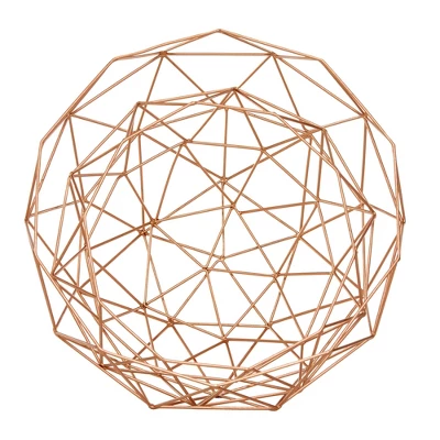 Set Of 2 Round Modern Reflections Iron Geodesic Basket - Olivia & May - Image 5