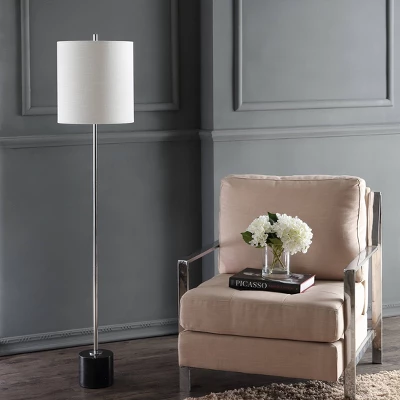 60.5" Marble/Metal Levitt Floor Lamp (Includes LED Light Bulb) Silver - JONATHAN Y - Image 2