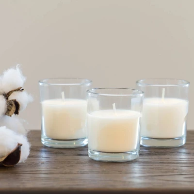 48pk Unscented Long Burning Clear Glass Wax Candles Ivory - Stonebriar Collection - Image 3