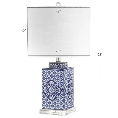 23" Choi Chinoiserie Table Lamp (Includes LED Light Bulb) Blue - JONATHAN Y - Image 3