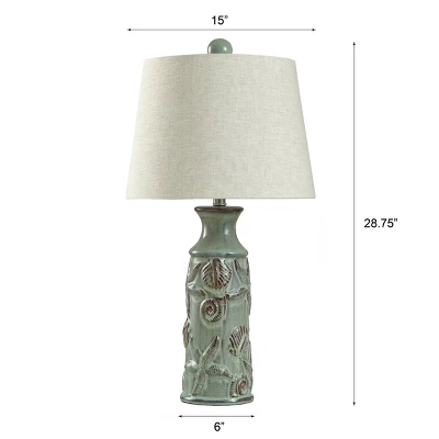 Blue Bay Nautical Ceramic Table Lamp With Seashell Design - StyleCraft - Image 6