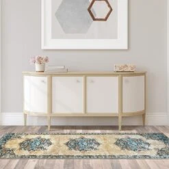 Distressed Medallion Traditional Border Indoor Area Rug Or Runner Rug By Blue Nile Mills