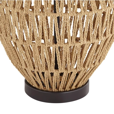 360 Lighting San Marcos Modern Coastal Table Lamp 27" Tall Natural Wicker Oatmeal Drum Shade For Bedroom Living Room Bedside Nightstand Office Kids - Image 5