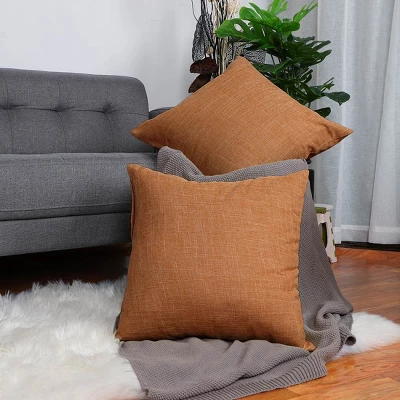 PiccoCasa Linen Blank Cotton Lined Cushion Decors Square Throw Pillowcases 2Pcs - Image 3