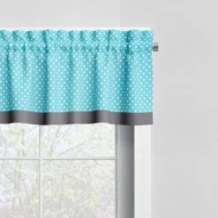Bacati - Pin Dots Aqua/Gray Window Valance
