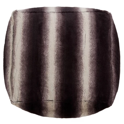 Saro Lifestyle Floor Pouf With Animal Print Faux Fur Design