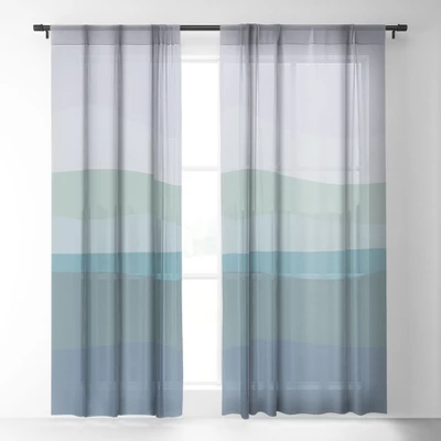 June Journal Calming Ocean Waves In Soft Du Single Panel Sheer Window Curtain - Deny Designs