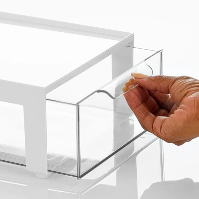 MDesign Plastic Stackable Office Storage Organizer With Drawer - Image 3