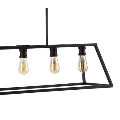 26.75" 5-Light LED Adjustable Iron Floyd Farmhouse Pendant Oil Rubbed Bronze - JONATHAN Y - Image 2
