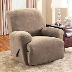Stretch Pique Recliner Slipcover Taupe - Sure Fit