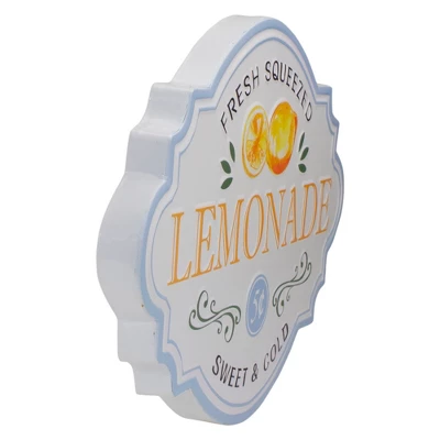 Northlight 15.25" White And Blue "Fresh Squeezed Lemonade" Metal Sign Spring Wall Decor - Image 2