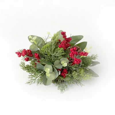 Sullivans Pine & Berry Artificial Orb Decorative Filler 4"H Red - Image 2