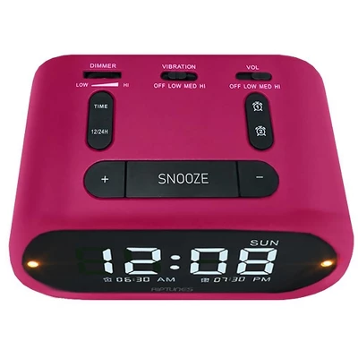 Riptunes 3-In-1 Vibrating Alarm Clock With Bed Shaker - Pink - Image 3