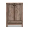 Derek Wood 1 Drawer Shoe Cabinet-Oak - Baxton Studio