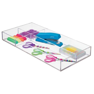 MDesign Plastic Stackable Office Divided Storage Drawer Organizer Tray - Clear - Image 2
