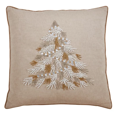 Saro Lifestyle Beaded Christmas Tree Decorative Pillow Cover - Image 3