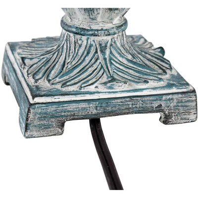 Regency Hill Cali Traditional Accent Table Lamps 19" High Set Of 2 Antique Blue White Bell Shade For Bedroom Living Room Bedside Nightstand Office - Image 4