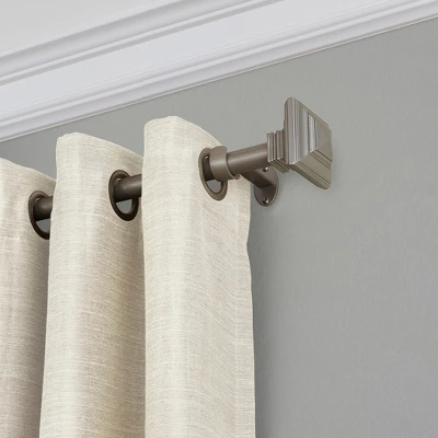 Florence 1" Window Drapery Single Curtain Rod With Stacked Square Finial - Elrene Home Fashions