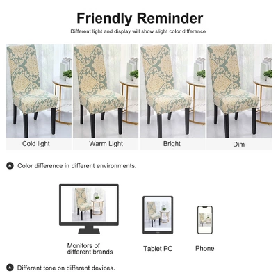 PiccoCasa Polyester Spandex Stretch Removable Washable Dining Chair Slipcovers Beige Blue 1 Pc - Image 2