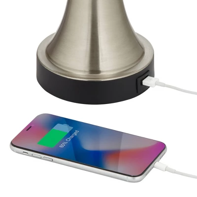 360 Lighting Seymore Modern Touch Table Lamps Set Of 2 26" High Silver LED With USB Charging Port Blue Shirred Shade For Bedroom Living Room Kids Desk - Image 2