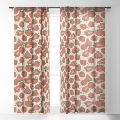 Alisa Galitsyna Strawberry Harvest 50" X 84" Single Panel Sheer Window Curtain - Society 6