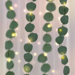 LED Eucalyptus Vine Curtain String Lights Warm White - West & Arrow