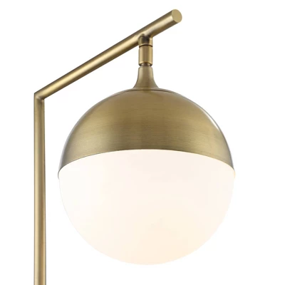 Possini Euro Design Luna Mid Century Desk Table Lamp 26 1/2" High Brass Metal With USB Charging Port Opal Glass Shade For Bedroom Living Room Bedside - Image 2