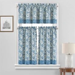 2pk 52"x36" Paisley Verveine Window Tiers Blue - Waverly