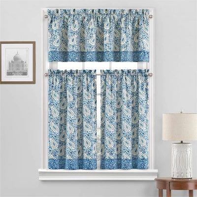 2pk 52"x36" Paisley Verveine Window Tiers Blue - Waverly