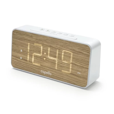 Extra Large Display Digital Alarm Clock White/Pine - Capello