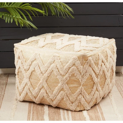 Saro Lifestyle Tufted Pouf With Foil Print Design - Image 7