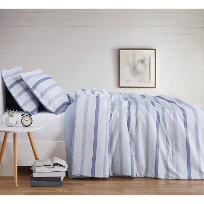 Waffle Stripe Comforter Set Blue/White - Truly Soft - Image 2