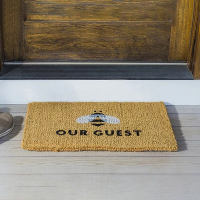 Evergreen Bee Our Guest Woven Back Indoor Outdoor Natural Coir Doormat 1'6"x2'6" Multicolored - Image 5