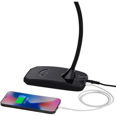 360 Lighting Ricky Modern Desk Lamp 13 3/4" High Black With USB Charging Port LED Gooseneck Touch On Off Dimmer For Bedroom Bedside Office House Desk - Image 3