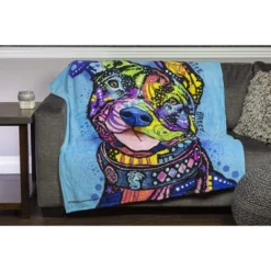 Dawhud Direct 50" X 60" Colorful Dean Russo Rescue Dog Fleece Throw Blanket For Women, Men And Kids